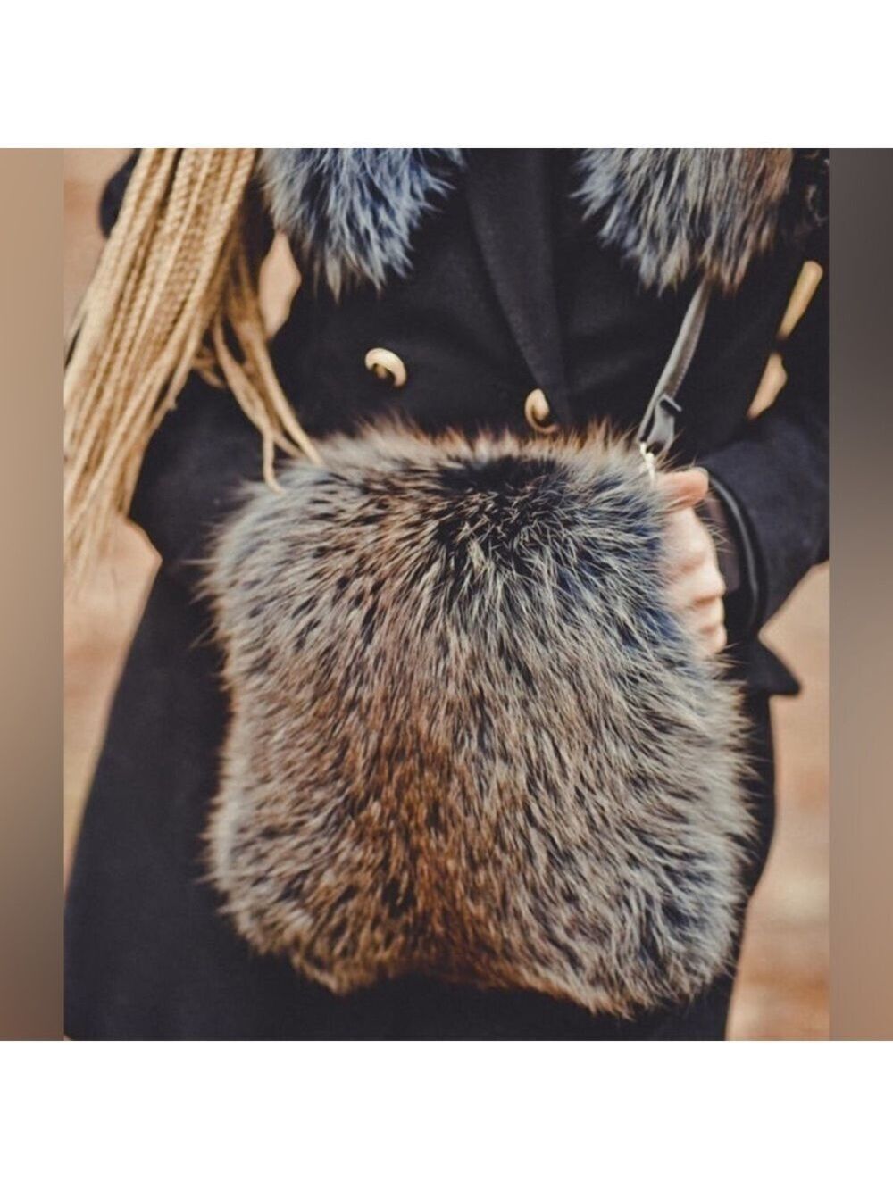 Vintage Custom-Made Silver Fox Fur Hand Muff